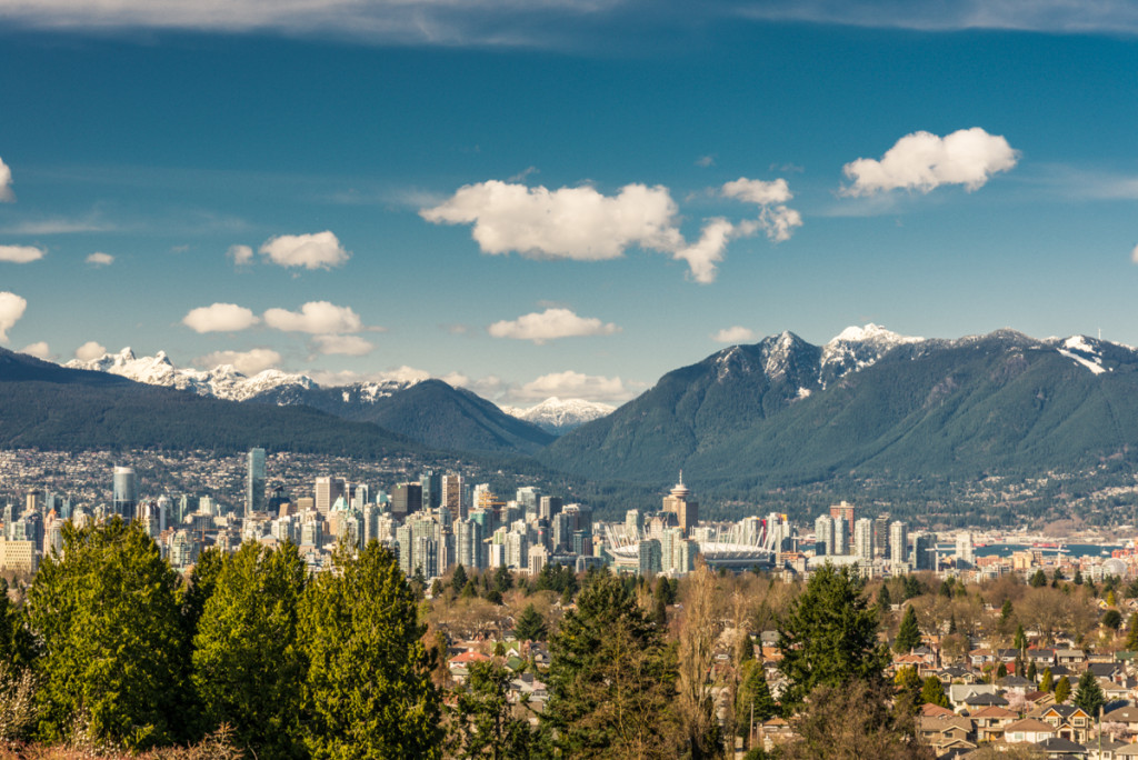 Vancouver downtown and local mountains