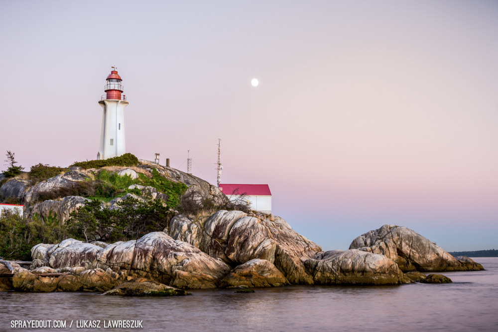 Moon & Lighthouse in West Vancouver Lighthouse Park