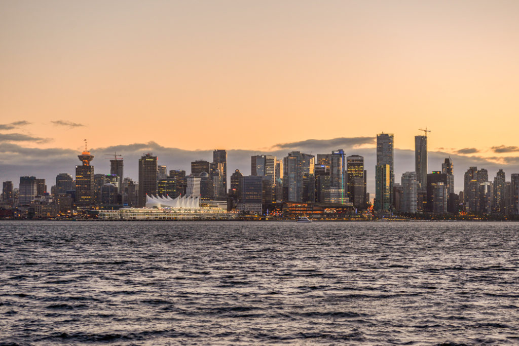 Vancouver Downtown at Sunset from North Vancouver