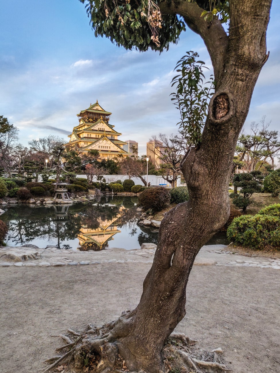 View on Osaka Castle from a perfect photography spot in Japanese Garden.