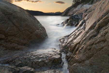 Pacific Ocean Landscape: Water Hitting the Rocks in West Vancouver Lighthouse Park