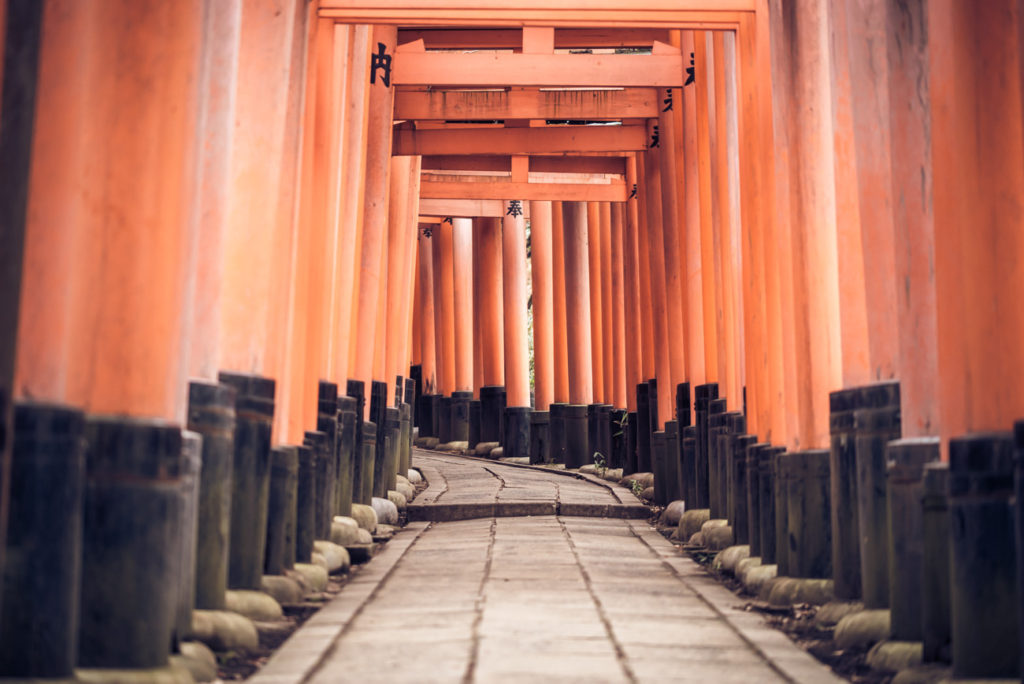Fushimi Inari-Taisha's Torii Gates located in Kyoto, Japan.