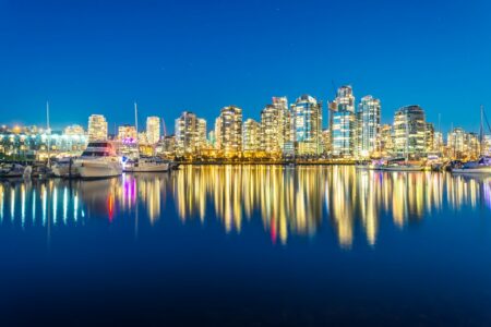 Vancouver Downtown at Night, BC, Canada Cityscape Picture