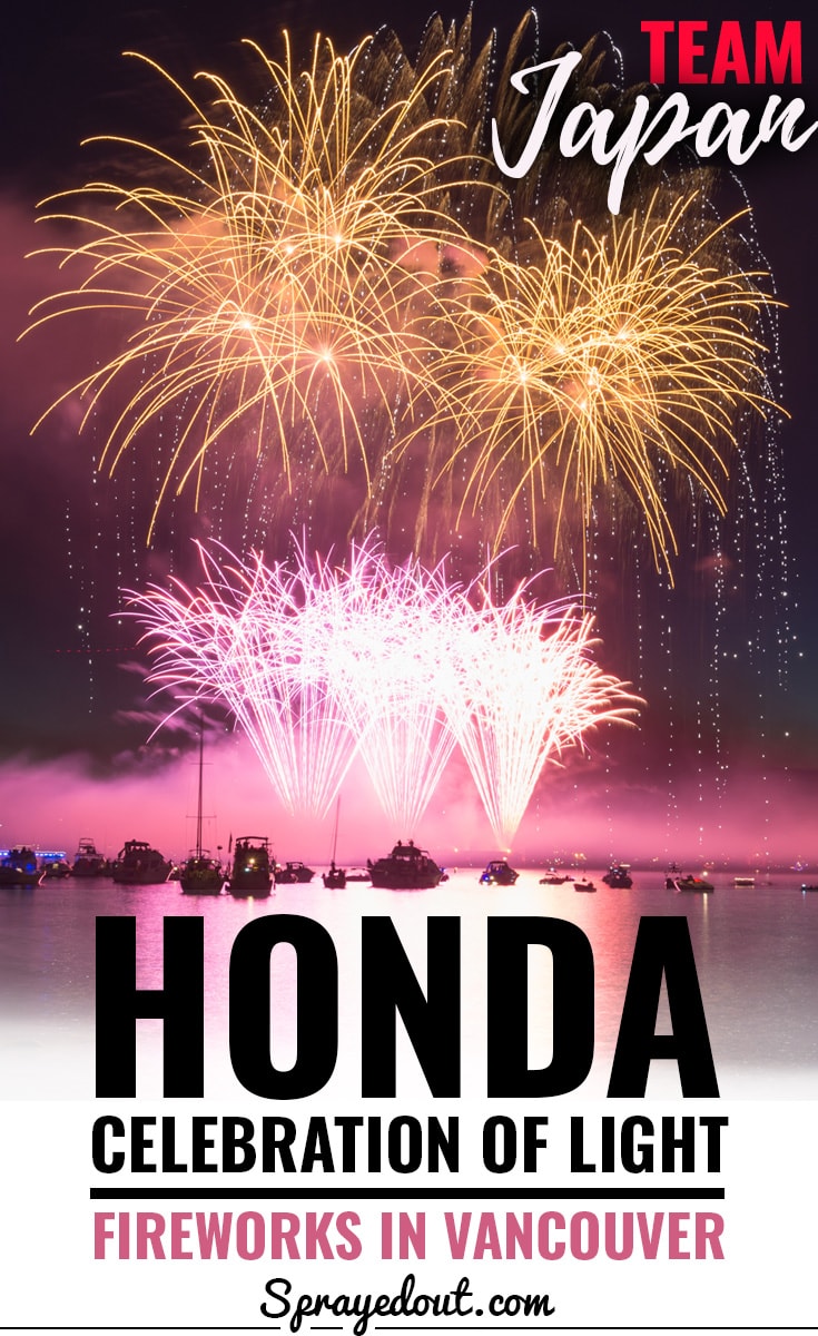 Team Japan Fireworks During Honda Celebration of Light Festival in Vancouver, BC, Canada.