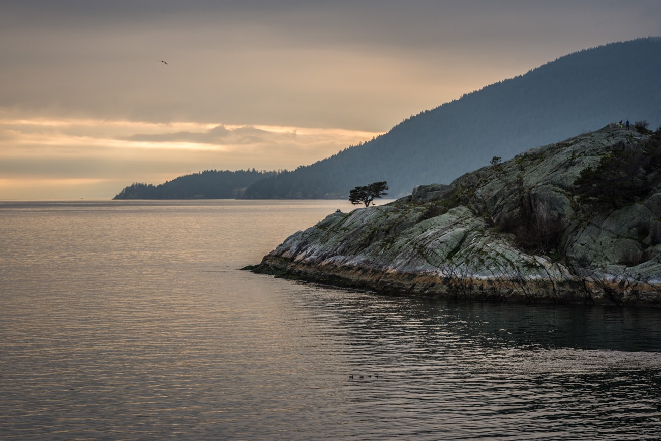 Big Rock & Sunset Landscape in Whytecliff Park in West Vancouver